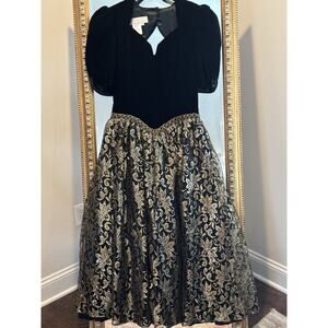 Vintage Scott McClintock gold & black velvet dress costume cosplay / metallic 8